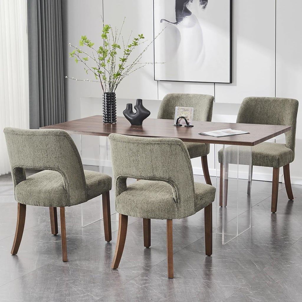 Green Fabric Dining Chairs Set of 2