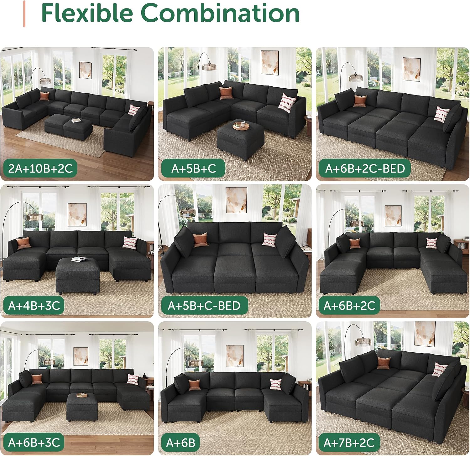 Shaped Modular Sectional Sofa