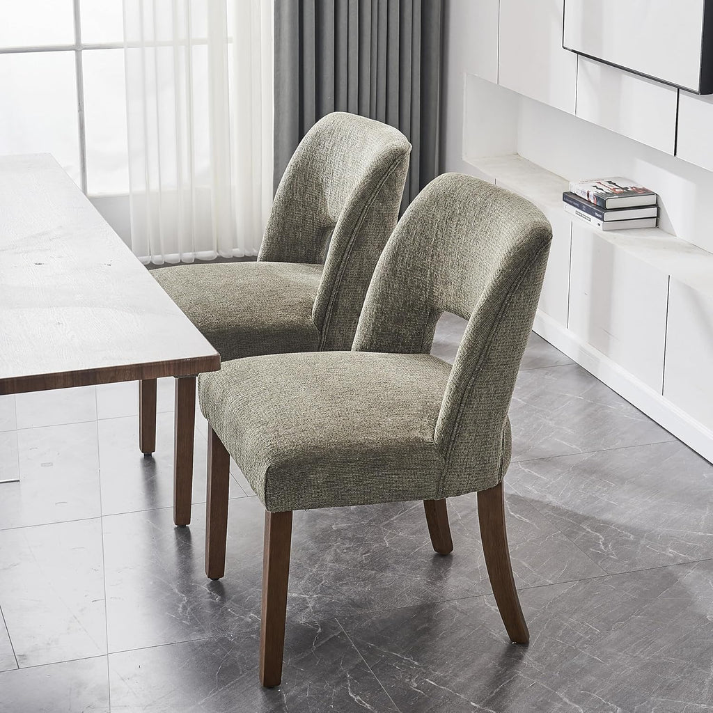 Green Fabric Dining Chairs Set of 2
