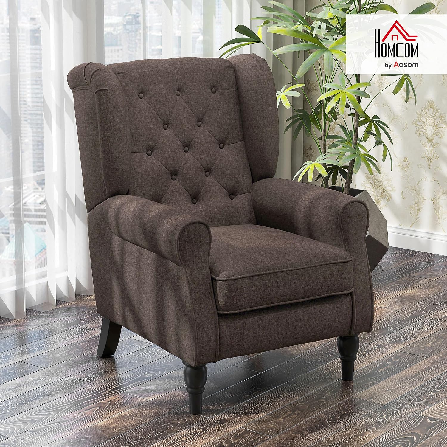 Brown Wingback Accent Chair