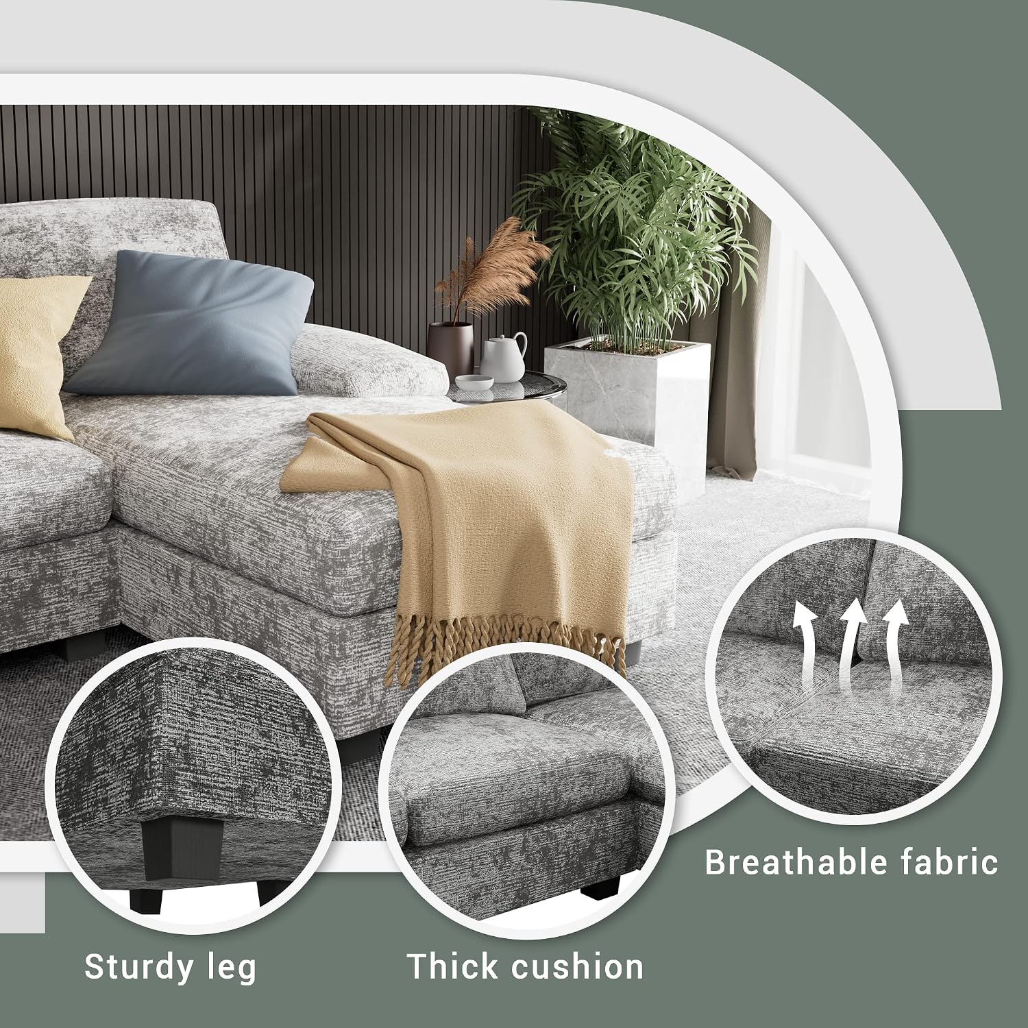 Shaped Modular Sectional Sofa