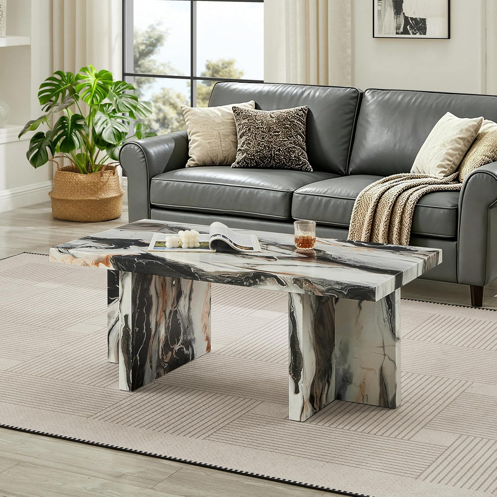 White Faux Marble Coffee Table