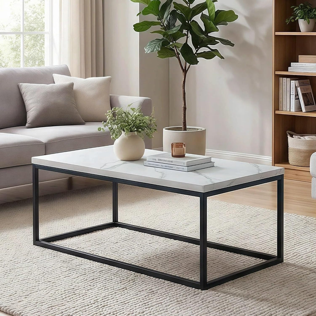 White Marble Rectangular Coffee Table