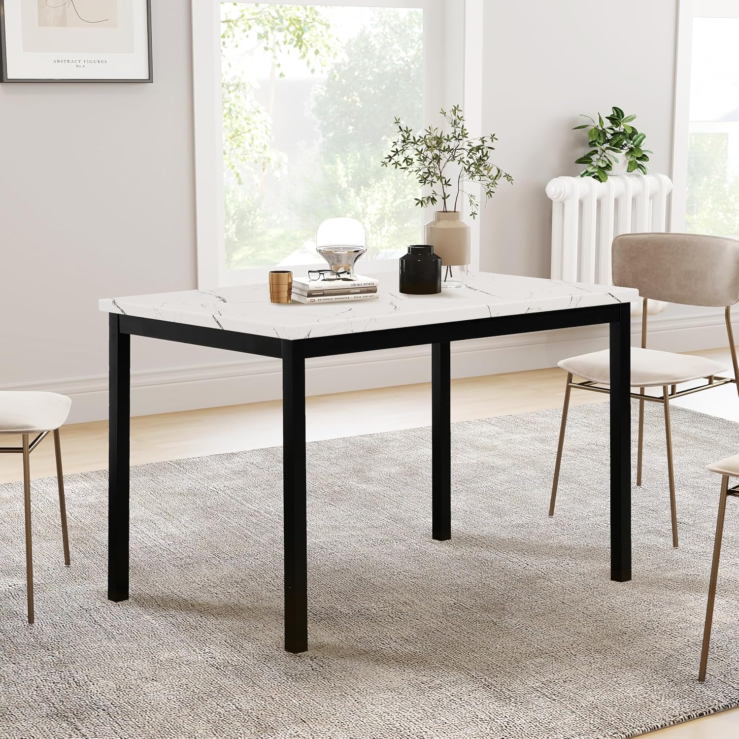 White Faux Marble Dining Table