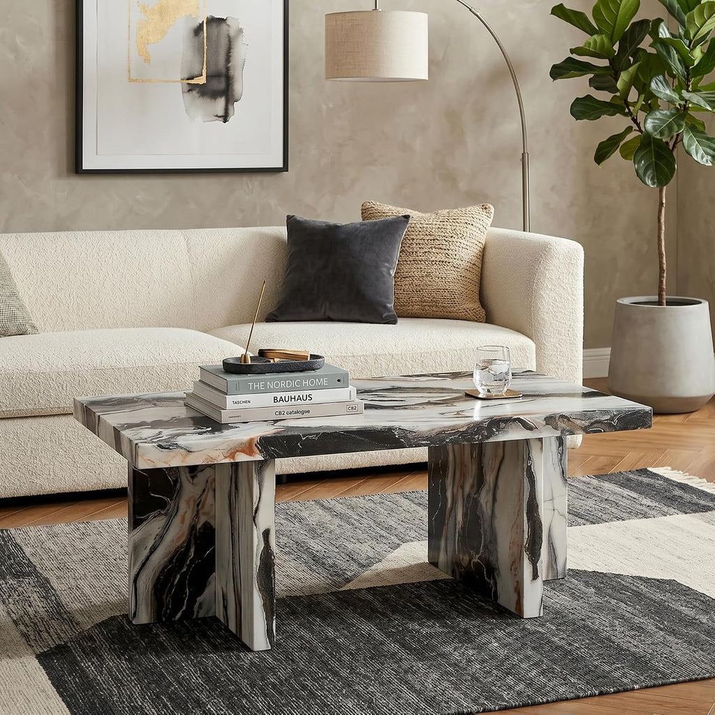 White Faux Marble Coffee Table
