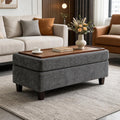 Chenille Storage Ottoman Bench Dark Gray 45"