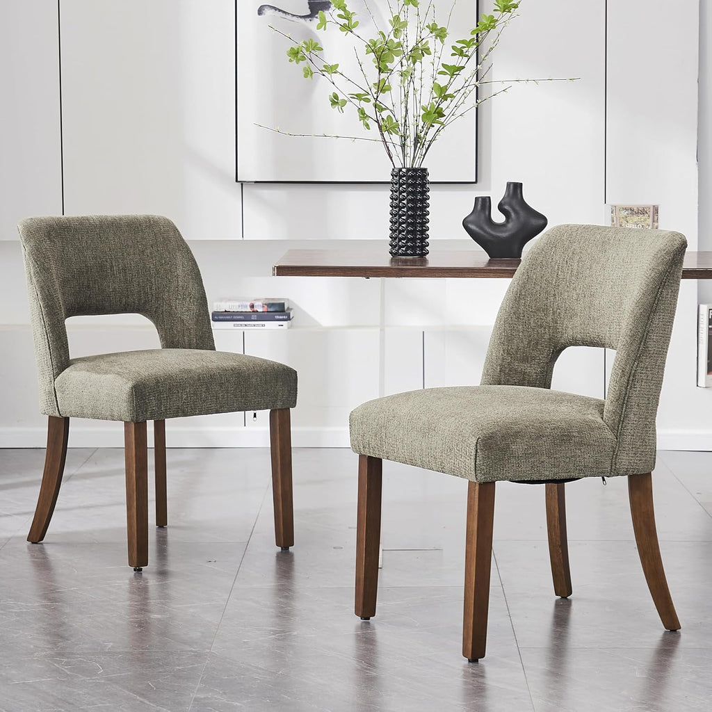 Green Fabric Dining Chairs Set of 2