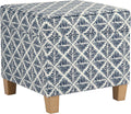 Blue Geometric Square Storage Ottoman 18"
