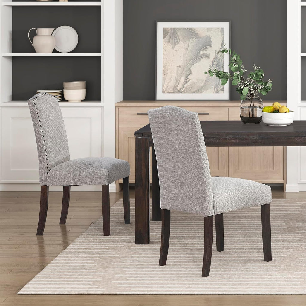 Taupe Nailhead Dining Chairs Set of 2
