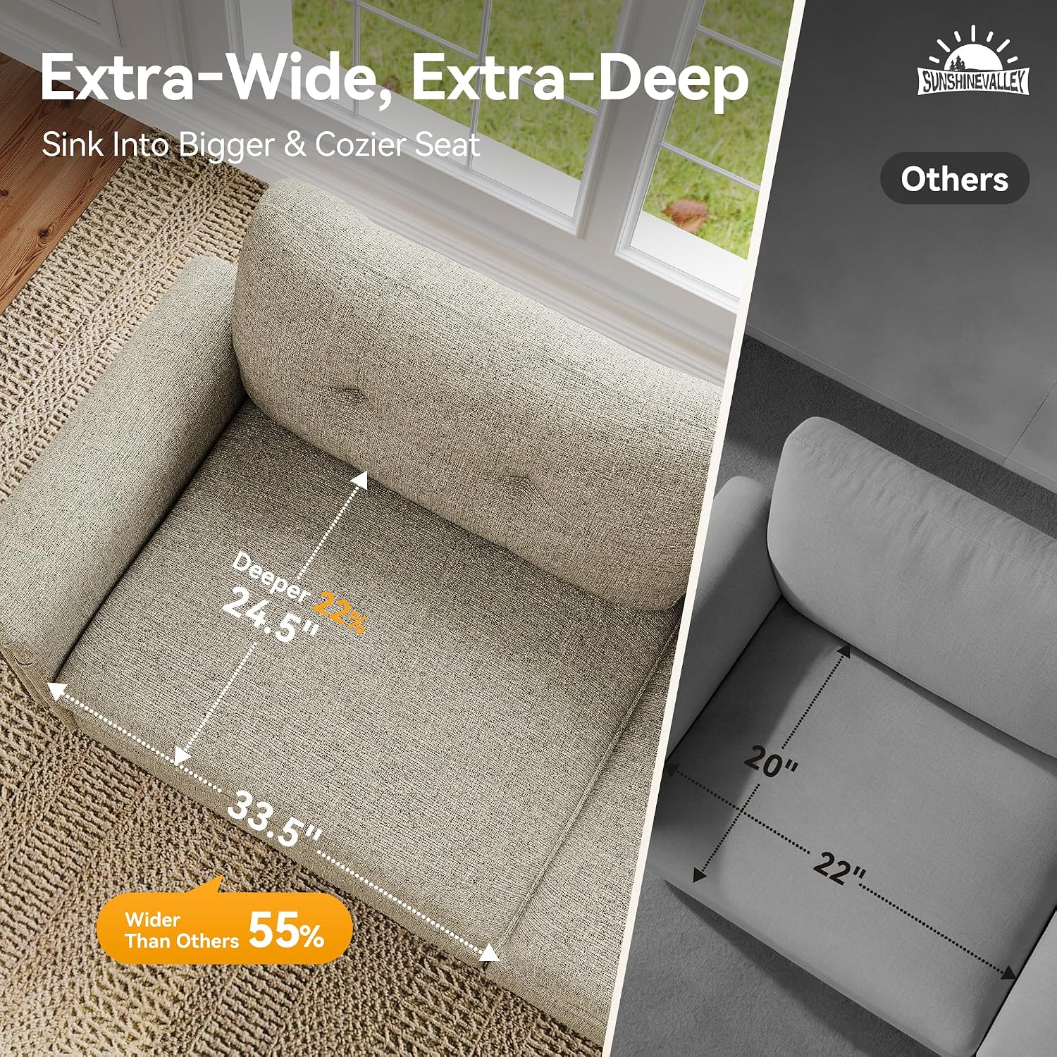 Light Grey Linen L-Shaped Cloud Sofa