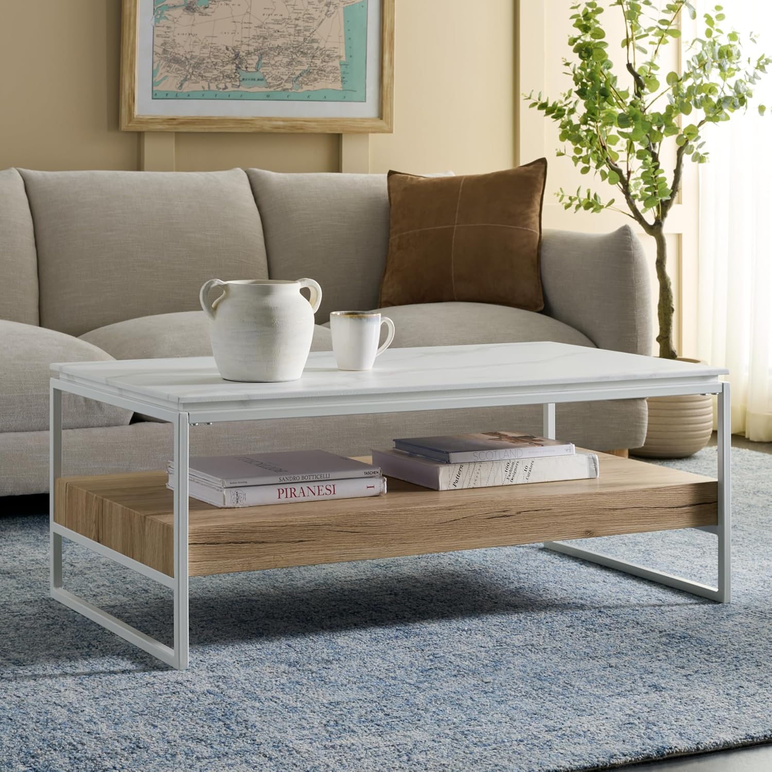 Aurelian White Faux Marble Coffee Table