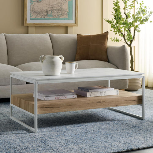 Aurelian White Faux Marble Coffee Table